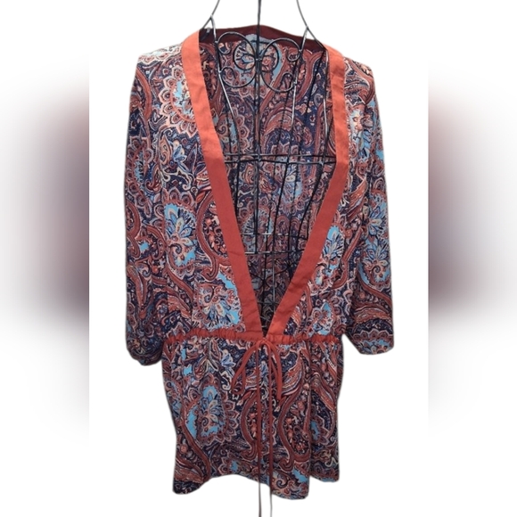 Pleione Tops - Pleione Multicolor Paisley Kimono